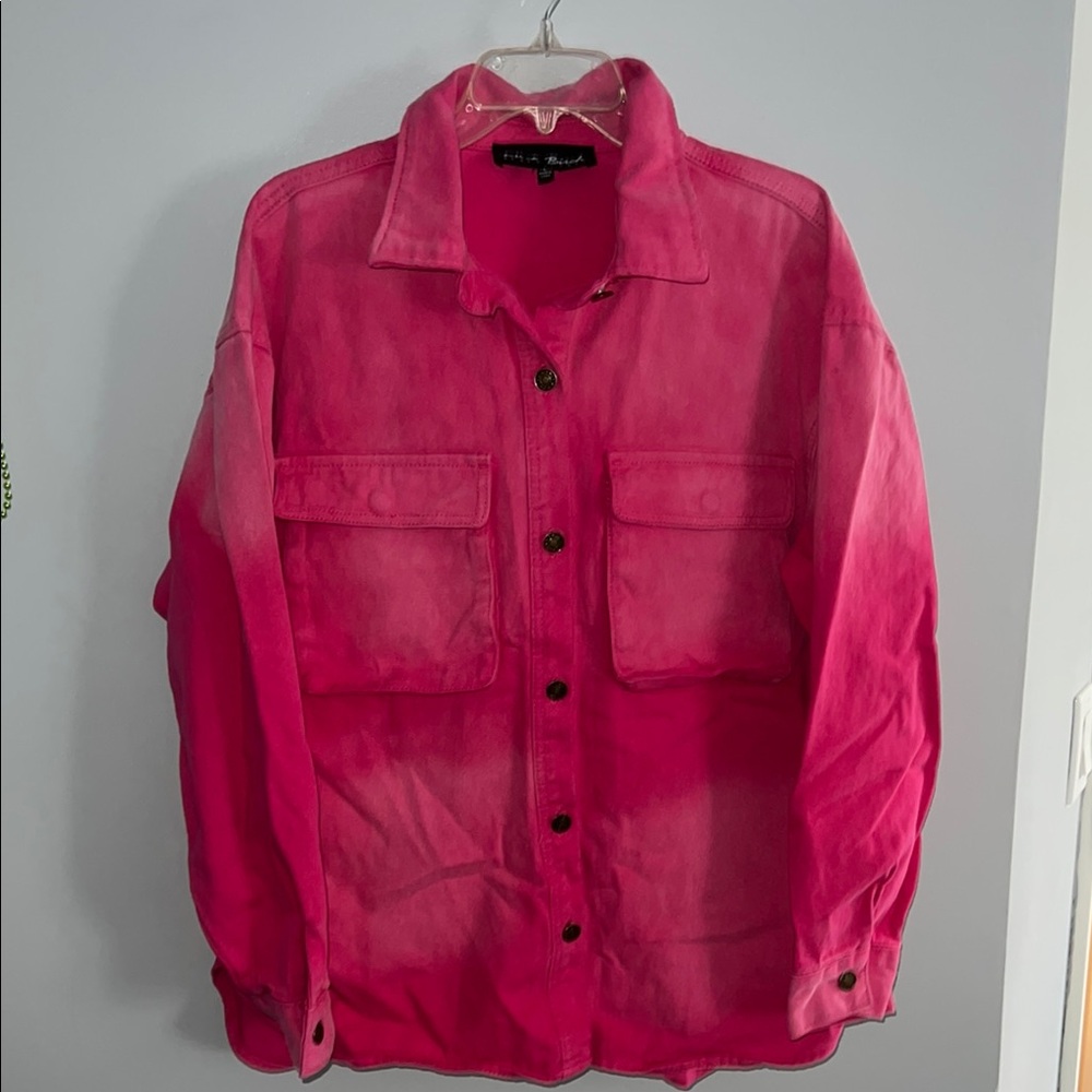 White Birch Pink Button-Up Shirt Jacket